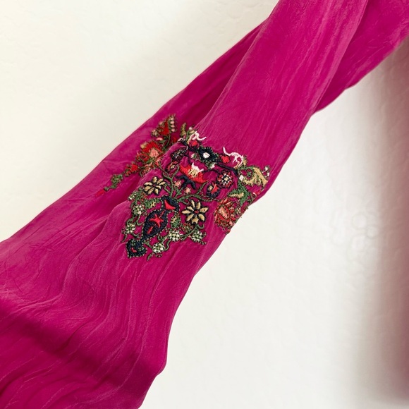 Johnny Was Pink Fuchsia Embroidered Long Sleeve Button Down Size Small - Picture 5 of 9